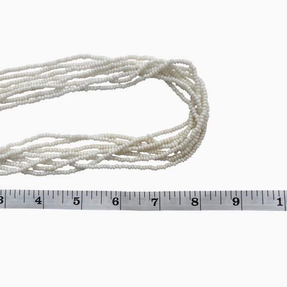 Vintage Trifari TM Necklace White Glass Seed Bead Multi Strand Bohemian Beauty - Picture 10 of 10